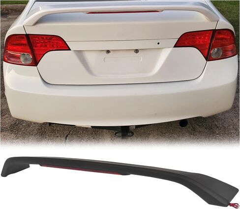 ECOTRIC Rear Trunk Spoiler Wing Compatible with 2013-2015 Honda Civic 4DR SI Sedan w/LED Brake Light Lamp Painted in Saudi Arabia