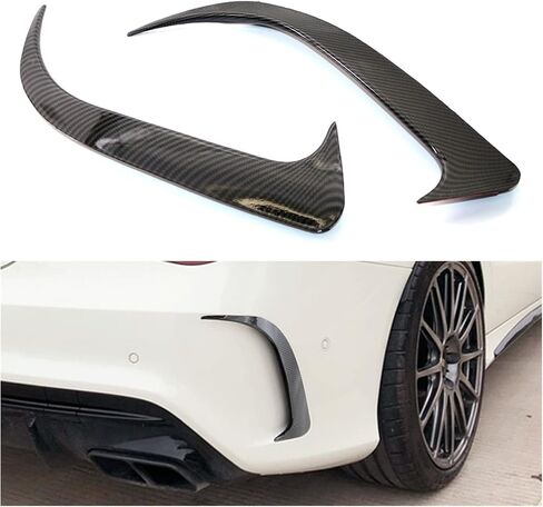 ABS Carbon Carbon Fiber Look Pumper Spoiler Cover Cover Side Canard متوافق مع Mercedes-Benz W117 CLA 200 250 45 AMG 2014-2018 (اللون: حبة الكربون ، الحجم: 1) in Kuwait