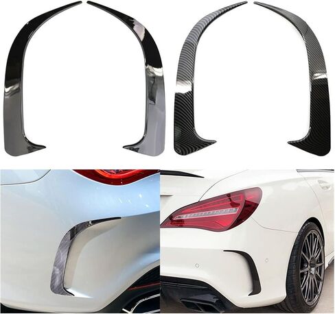 ABS Carbon Carbon Fiber Look Pumper Spoiler Cover Cover Side Canard متوافق مع Mercedes-Benz W117 CLA 200 250 45 AMG 2014-2018 (اللون: حبة الكربون ، الحجم: 1) in Kuwait