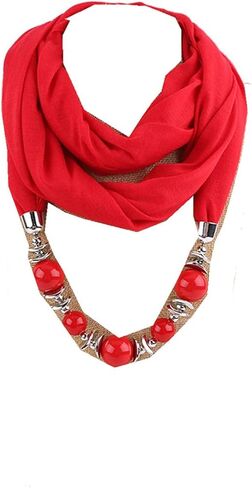 Ulalaza Scarf Bead Pendant Scarf Charm Ethnic Style Infinity Scarves Women's Scarf Necklace in Kuwait