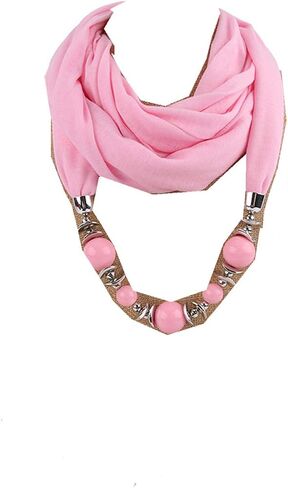 Ulalaza Scarf Bead Pendant Scarf Charm Ethnic Style Infinity Scarves Women's Scarf Necklace in Kuwait