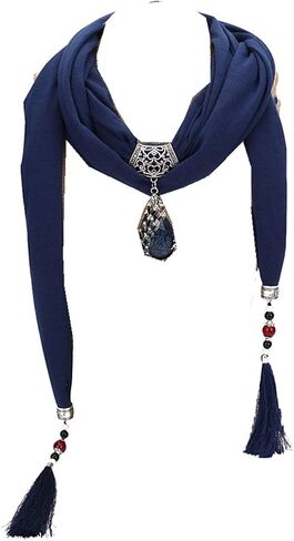 Ulalaza Scarf Bead Pendant Scarf Charm Ethnic Style Infinity Scarves Women's Scarf Necklace in Kuwait