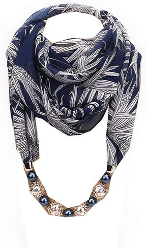 Ulalaza Scarf Bead Pendant Scarf Charm Ethnic Style Infinity Scarves Women's Scarf Necklace in Kuwait