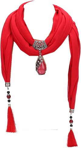 Ulalaza Scarf Bead Pendant Scarf Charm Ethnic Style Infinity Scarves Women's Scarf Necklace in Kuwait