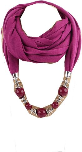 Ulalaza Scarf Bead Pendant Scarf Charm Ethnic Style Infinity Scarves Women's Scarf Necklace in Kuwait