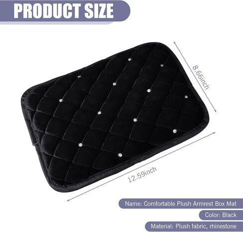 LEECHIO 1 PC CAR CAR CENTER CENTOLE CENSOLE CENTOLE PAD ، PLUSH MONDAY RHINESTONE CHOMBOW REWSINGERST REARST BOX PODAL ، إكسسوارات زخرفية إبداعية ، لمعظم السيارات (أسود) in Kuwait