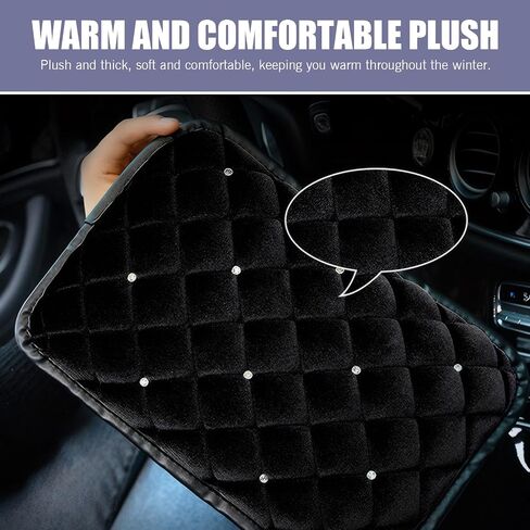 LEECHIO 1 PC CAR CAR CENTER CENTOLE CENSOLE CENTOLE PAD ، PLUSH MONDAY RHINESTONE CHOMBOW REWSINGERST REARST BOX PODAL ، إكسسوارات زخرفية إبداعية ، لمعظم السيارات (أسود) in Kuwait