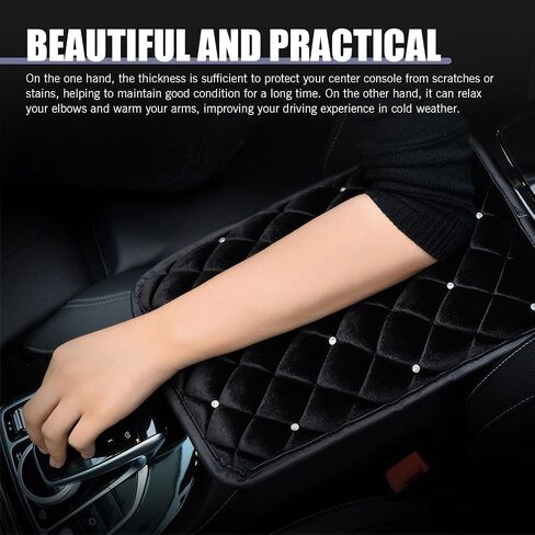 LEECHIO 1 PC CAR CAR CENTER CENTOLE CENSOLE CENTOLE PAD ، PLUSH MONDAY RHINESTONE CHOMBOW REWSINGERST REARST BOX PODAL ، إكسسوارات زخرفية إبداعية ، لمعظم السيارات (أسود) in Kuwait
