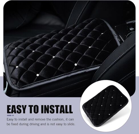 LEECHIO 1 PC CAR CAR CENTER CENTOLE CENSOLE CENTOLE PAD ، PLUSH MONDAY RHINESTONE CHOMBOW REWSINGERST REARST BOX PODAL ، إكسسوارات زخرفية إبداعية ، لمعظم السيارات (أسود) in Kuwait
