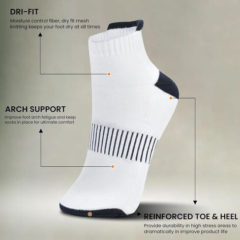 4 Pairs Ankle Socks for Men & Women Low Cut Anti-Blister Athletic Breathable Comfort Casual Socks | Wicking Cushioned Hight Tab Running Socks (2 White & 2 Black) in Saudi Arabia