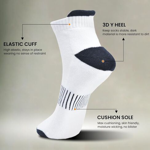 4 Pairs Ankle Socks for Men & Women Low Cut Anti-Blister Athletic Breathable Comfort Casual Socks | Wicking Cushioned Hight Tab Running Socks (2 White & 2 Black) in Saudi Arabia