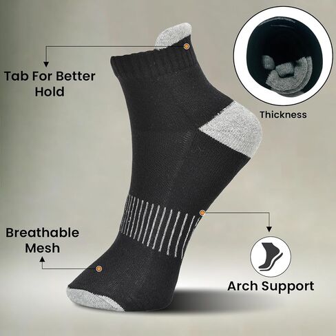 4 Pairs Ankle Socks for Men & Women Low Cut Anti-Blister Athletic Breathable Comfort Casual Socks | Wicking Cushioned Hight Tab Running Socks (2 White & 2 Black) in Saudi Arabia