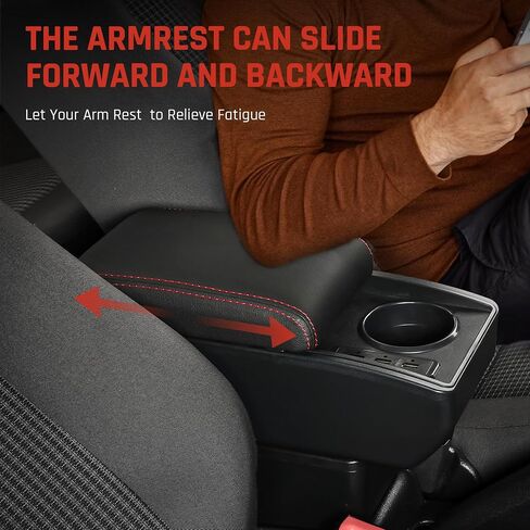 صندوق تخزين ذراع yjywzh للركوب ل Mitsubishi Mirage Attrage 2014-2024 مربع مسند وحدة التحكم في مركز وحدة التحكم في الطبقة المزدوجة مع 6 موانئ USB وملحقات السيارة الداخلية للسيارة (الخيط الأحمر) in Saudi Arabia