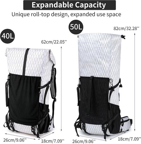 Hiking Backpack,40L to 50L Extra Large Capacity Hiking Bag, Internal Frame Camping Backpack, Upgraded X-PAC Lightweight Sport Daypack Travel Backpack Fit For Mountain Climbing Camping(Yellow) in Kuwait