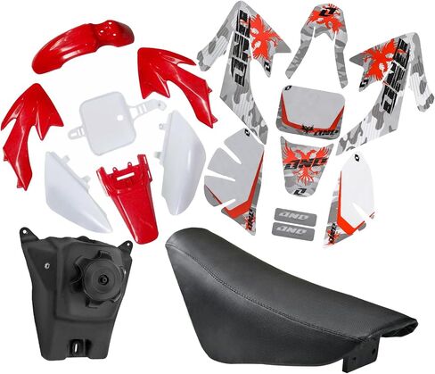 CRF50 Plastic Kit XR50 Plastic Fender Kit with Graphics Sticker Decals Kit + Seat & Gas Fuel Tank For CRF 50 XR 50 SDG SSR 107 110 125 Pit Dirt Bike (Black) in Saudi Arabia