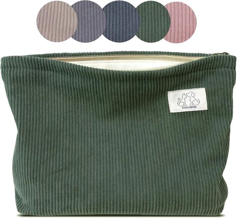 Happyheidi Navy Green Corduroy Bag Bag Cosmetic Actmetic Pouch in Kuwait