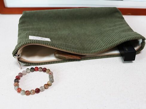 Happyheidi Navy Green Corduroy Bag Bag Cosmetic Actmetic Pouch in Kuwait