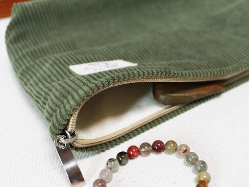 Happyheidi Navy Green Corduroy Bag Bag Cosmetic Actmetic Pouch in Kuwait