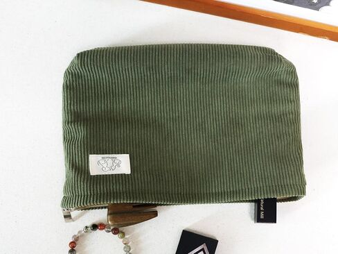 Happyheidi Navy Green Corduroy Bag Bag Cosmetic Actmetic Pouch in Kuwait