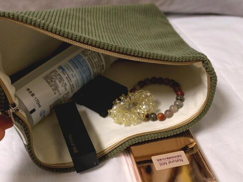 Happyheidi Navy Green Corduroy Bag Bag Cosmetic Actmetic Pouch in Kuwait