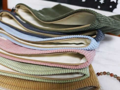 Happyheidi Navy Green Corduroy Bag Bag Cosmetic Actmetic Pouch in Kuwait