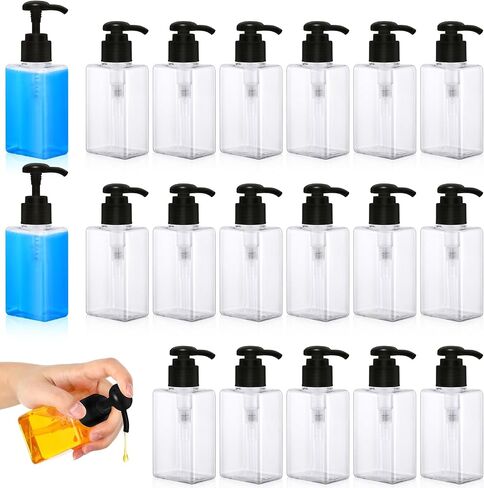 Domensi 50 Pcs 100ml /3.4 oz Pump Bottle Mini Travel Bottles Small Dispenser Containers Plastic Pump Lotion Dispenser Empty Square Travel Size Containers Toiletries (Whole Black) in Saudi Arabia