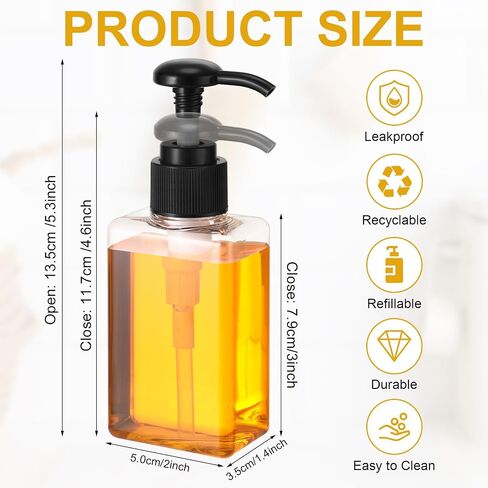Domensi 50 Pcs 100ml /3.4 oz Pump Bottle Mini Travel Bottles Small Dispenser Containers Plastic Pump Lotion Dispenser Empty Square Travel Size Containers Toiletries (Whole Black) in Saudi Arabia