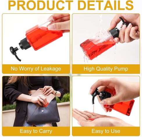 Domensi 50 Pcs 100ml /3.4 oz Pump Bottle Mini Travel Bottles Small Dispenser Containers Plastic Pump Lotion Dispenser Empty Square Travel Size Containers Toiletries (Whole Black) in Saudi Arabia