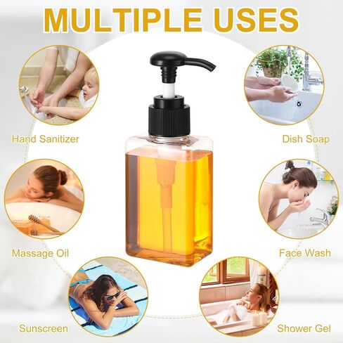 Domensi 50 Pcs 100ml /3.4 oz Pump Bottle Mini Travel Bottles Small Dispenser Containers Plastic Pump Lotion Dispenser Empty Square Travel Size Containers Toiletries (Whole Black) in Saudi Arabia