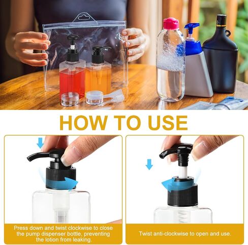Domensi 50 Pcs 100ml /3.4 oz Pump Bottle Mini Travel Bottles Small Dispenser Containers Plastic Pump Lotion Dispenser Empty Square Travel Size Containers Toiletries (Whole Black) in Saudi Arabia