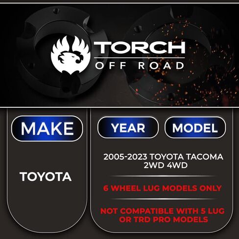 TORCH 3" Full Lift Kit for 2005-2023 Toyota Tacoma 4X4 4WD TRD SR5 w Differential Drop and Sway Bar Relocation Kit - 6 Lug Models ONLY in Saudi Arabia