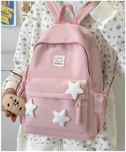 حقيبة الظهر Kawaii Star مع ملحق لطيف جمالي عتيقة حقيبة سفر مقاومة للماء (أسود) in Kuwait