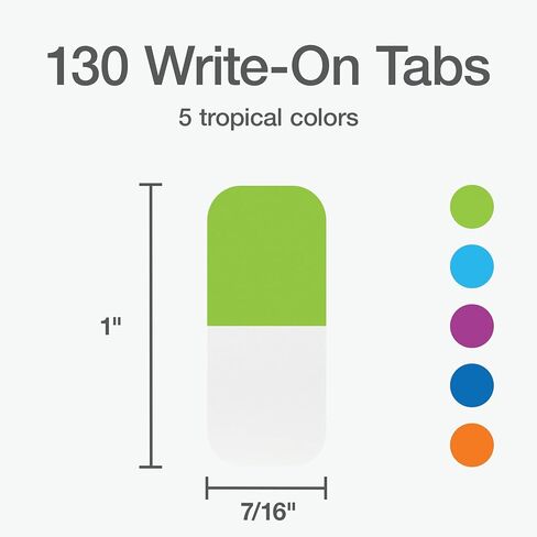 عروات كتابة Redi-Tag، عروات مؤشر لاصقة دائمة، ألوان باستيل متنوعة: وردي، أرجواني، أزرق، أزرق مخضر، أخضر، 1 بوصة × 7/16 بوصة، 130 عبوة (1009306) in Kuwait