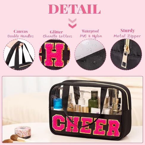 Chenille Letter MEDS Bag Clear Medical Medicine bag for Traveling Preppy Emergency Patch Bag with Handle and Zipper Waterproof Nylon Portable Makeup Bag for Women in Saudi Arabia