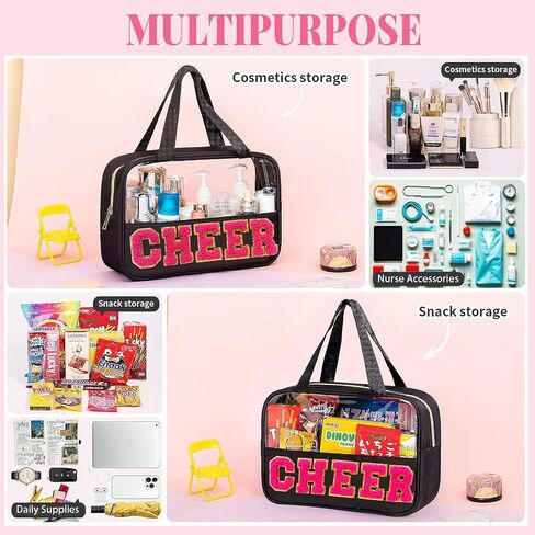 Chenille Letter MEDS Bag Clear Medical Medicine bag for Traveling Preppy Emergency Patch Bag with Handle and Zipper Waterproof Nylon Portable Makeup Bag for Women in Saudi Arabia
