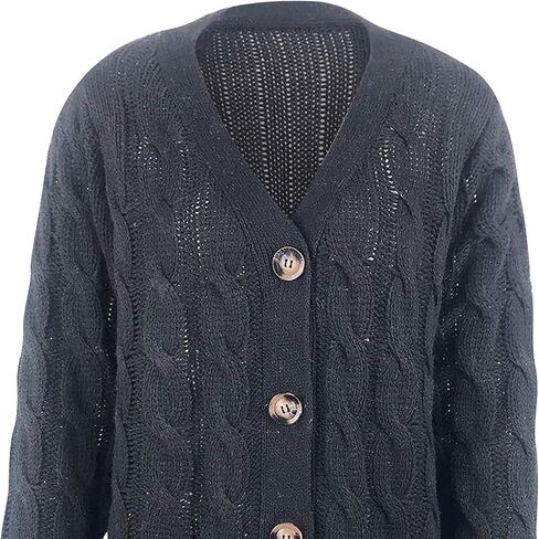 Sweaters for Women Open Front Fashion Cardigan Button Down Cable Knit Chunky Long Sleeve Fall Outfits in Saudi Arabia