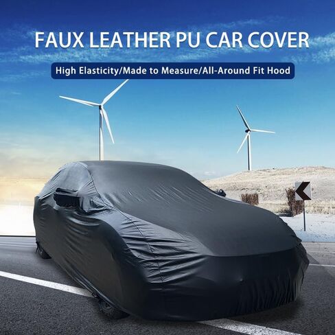 Black Faux Leather PU Car Cover Fit for C-orvette C8 2020-2025 Stretch Heavy Duty Outdoor Car Cover Compatible with Rear High Wing Spoiler C8 Accessories in Kuwait