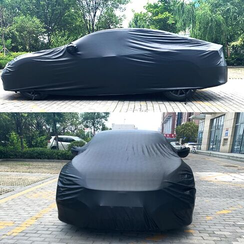 Black Faux Leather PU Car Cover Fit for C-orvette C8 2020-2025 Stretch Heavy Duty Outdoor Car Cover Compatible with Rear High Wing Spoiler C8 Accessories in Kuwait