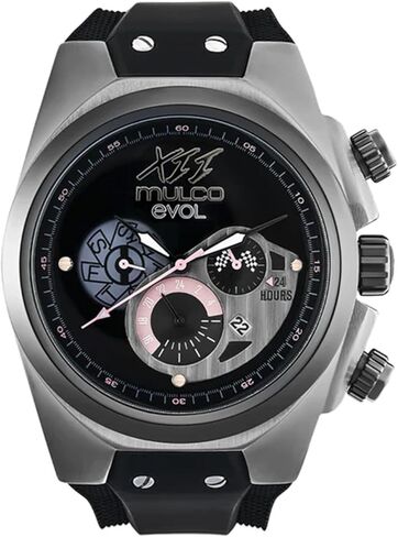الساعات Mulco للرجال - EVOL ، علبة من الفولاذ المقاوم للصدأ مع شريط سيليكون معصم أبيض ، حركة الكوارتز متعددة الوظائف ، شاشة تمثيلية كبيرة للوجه ، 100 متر - مقاومة للماء in Kuwait