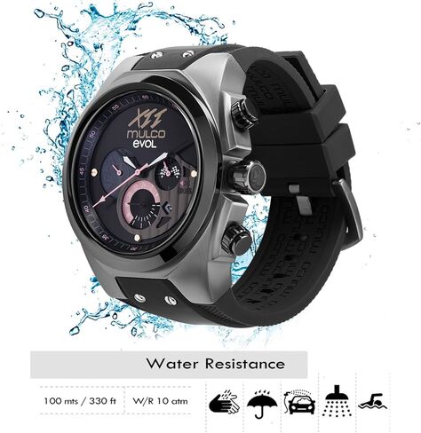 الساعات Mulco للرجال - EVOL ، علبة من الفولاذ المقاوم للصدأ مع شريط سيليكون معصم أبيض ، حركة الكوارتز متعددة الوظائف ، شاشة تمثيلية كبيرة للوجه ، 100 متر - مقاومة للماء in Kuwait