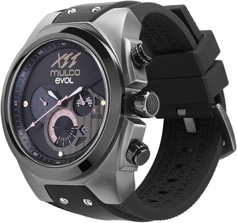 الساعات Mulco للرجال - EVOL ، علبة من الفولاذ المقاوم للصدأ مع شريط سيليكون معصم أبيض ، حركة الكوارتز متعددة الوظائف ، شاشة تمثيلية كبيرة للوجه ، 100 متر - مقاومة للماء in Kuwait