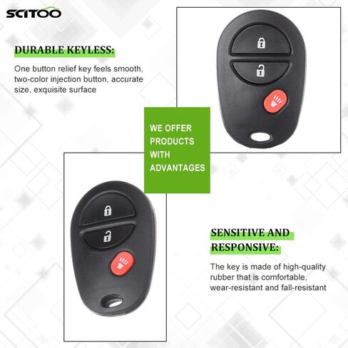 SCITOO متوافق مع زر 2x3 الجديد مفتاح فوب جديد بدون مفتاح الإدخال عن بُعد بديل ، فنير ، مرسل الصافي ، المنبه ، FIT 04-16 لتويوتا سيينا تاكوما التندرا هايلاندر سيكويا GQ43VT20T in Saudi Arabia