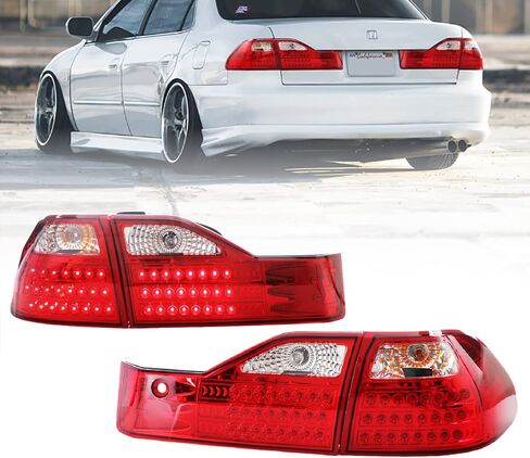 USR DEPO 01-02 Accord Tail Lights - JDM Style Red/Clear Lens LED Rear Tail Lamps Set Compatible with 2001-2002 Honda Accord 4 Doors Sedan in Saudi Arabia