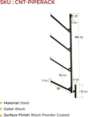 Mytee Products 3 Pack of 4 Tier Shipping Container Pipe Rack with 18"(L) x 64"(H) - Black Powder Coated Steel Rack for Heavy Duty Trailer Containers - Easy to Assemble & Remove in Saudi Arabia