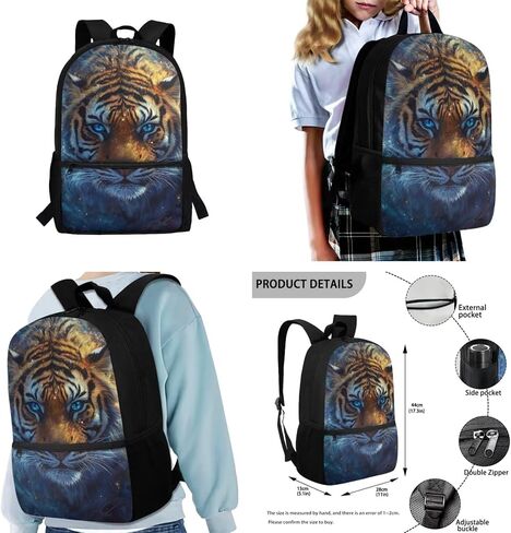 Cool Tiger School Backpack for Boys 8-12 Large Capacity Kids Backpack with Lunch Box Set Adjustable Strap Bookbag for School Kids 4pcs Primary Middle School Casual Daypack in Kuwait
