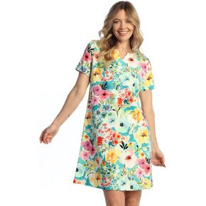 Jess & Jane Women's Cotton Spandex Notch Neck Shift Dress - KS4 in Kuwait