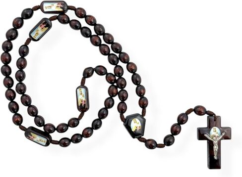 Quince Minutos a los pies de la virgen del carmen libro con rosario de madera cafe wood wood book 2 pc set in Kuwait