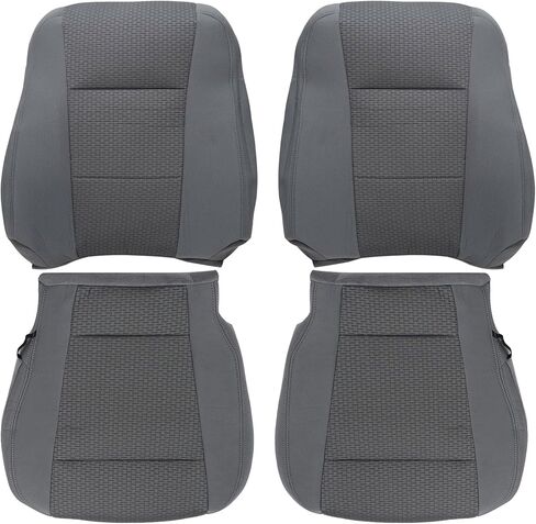 Gray Front Driver & Passenger Side Bottom & Top Replacement Cloth Seat Covers Compatible with Ford F250 F350 F450 F550 2017 2018 2019 2020 2021 in Saudi Arabia