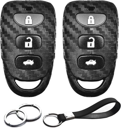 2pcs متوافق مع Hyundai Elantra Coupe GT Genesis Agcent Sonata Veloster Kia Forte Optima Rondo Sorento Spectra5 Rio5 Key Fob Cover Case Chain Coker Stain Secret in Kuwait