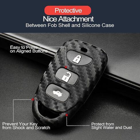 2pcs متوافق مع Hyundai Elantra Coupe GT Genesis Agcent Sonata Veloster Kia Forte Optima Rondo Sorento Spectra5 Rio5 Key Fob Cover Case Chain Coker Stain Secret in Kuwait
